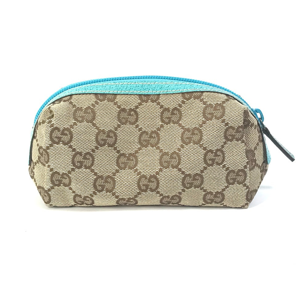 GUCCI Cosmetics Pouch 29596 GG canvas Beige x blue GG