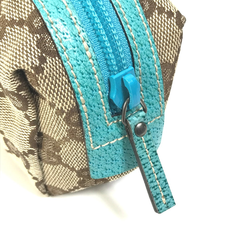 GUCCI Cosmetics Pouch 29596 GG canvas Beige x blue GG
