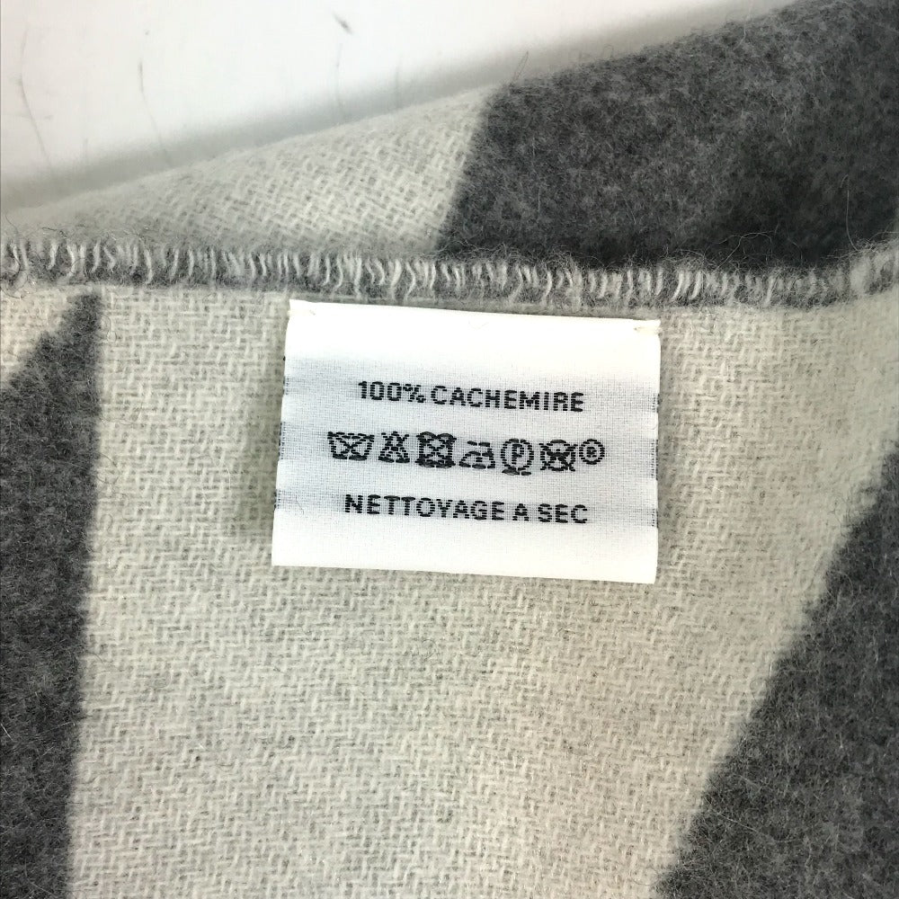 HERMES Scarf cashmere Gray x white Kazak Optic Women Used