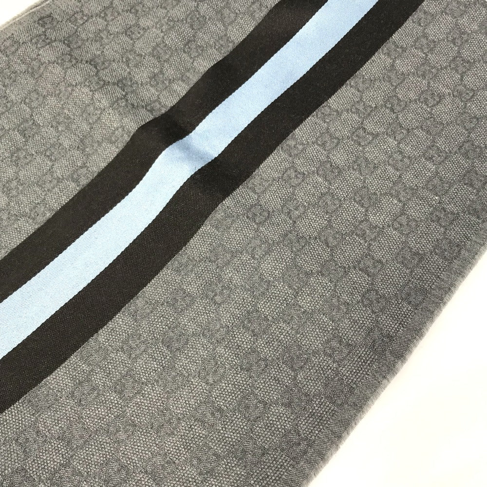 GUCCI Scarf 542984 Wool, Silk Gray x blue x black GG mens Used