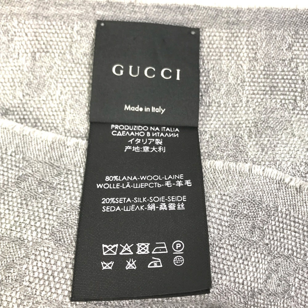 GUCCI Scarf 542984 Wool, Silk Gray x blue x black GG mens Used