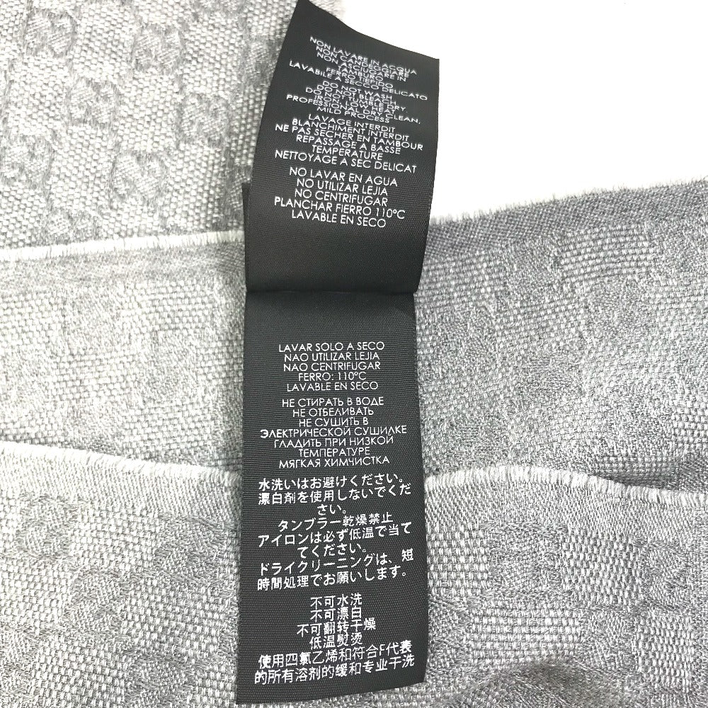 GUCCI Scarf 542984 Wool, Silk Gray x blue x black GG mens Used