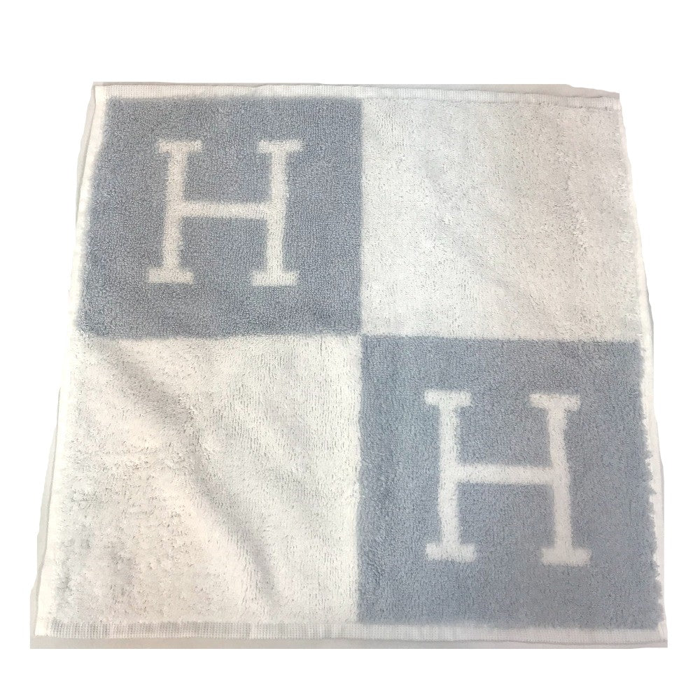HERMES towel cotton Blue x white H logo Avalon