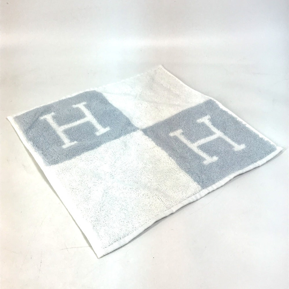 HERMES towel cotton Blue x white H logo Avalon