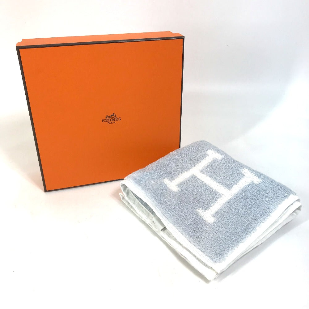HERMES towel cotton Blue x white H logo Avalon
