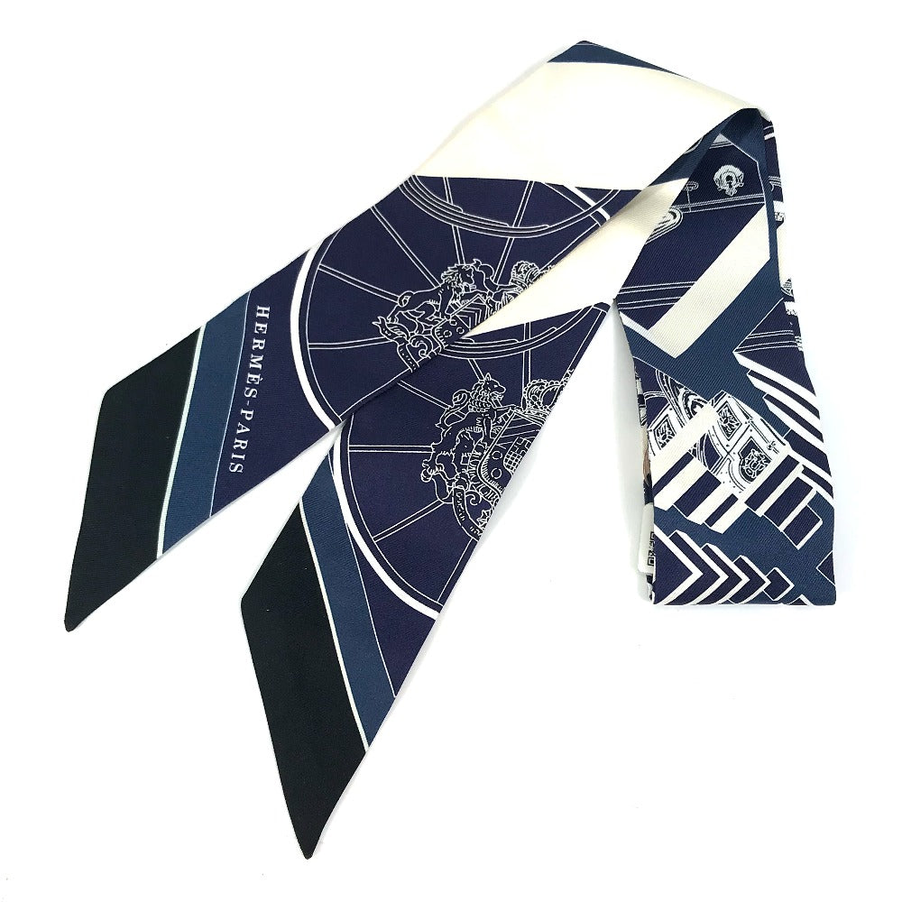 HERMES scarf 063932S0 19 silk Navy Springs Springs SPRINGS SPRINGS BAGUE Women Used