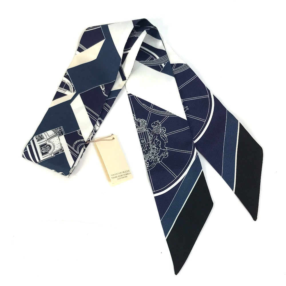 HERMES scarf 063932S0 19 silk Navy Springs Springs SPRINGS SPRINGS BAGUE Women Used