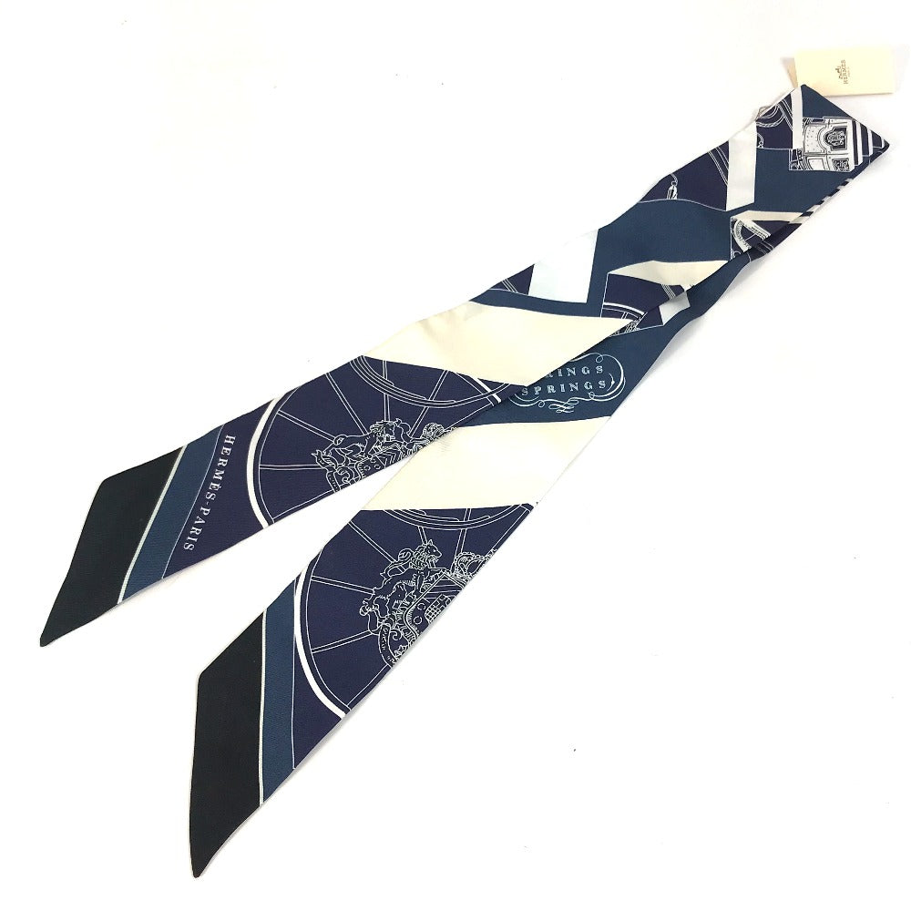 HERMES scarf 063932S0 19 silk Navy Springs Springs SPRINGS SPRINGS BAGUE Women Used