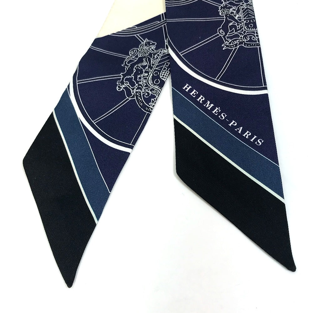 HERMES scarf 063932S0 19 silk Navy Springs Springs SPRINGS SPRINGS BAGUE Women Used