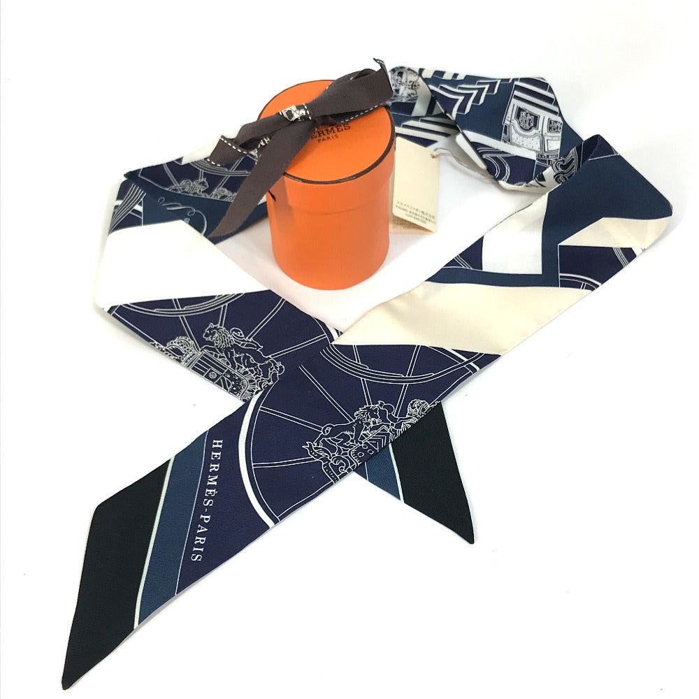 HERMES scarf 063932S0 19 silk Navy Springs Springs SPRINGS SPRINGS BAGUE Women Used