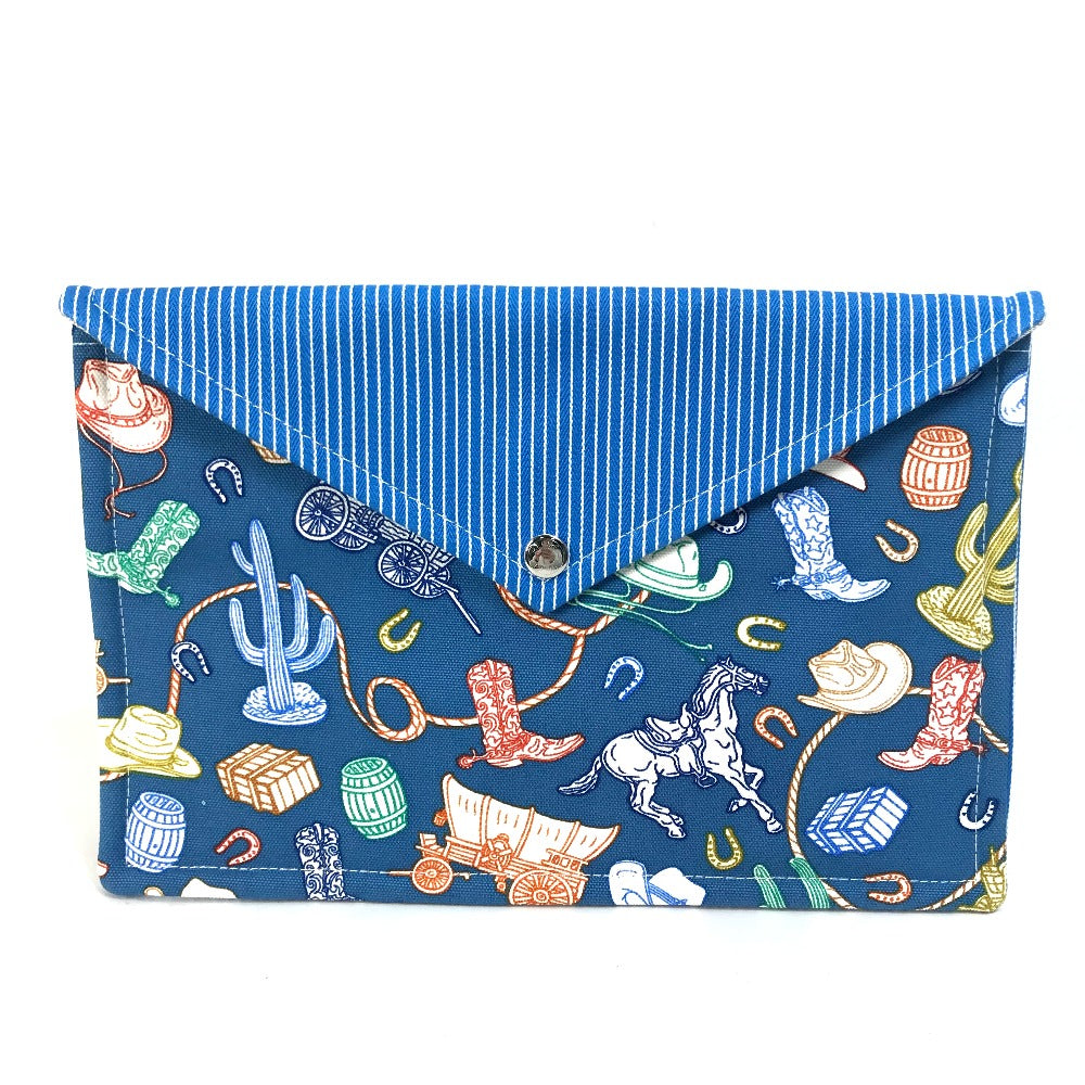 HERMES Pouch cotton blue flat Western Company GM