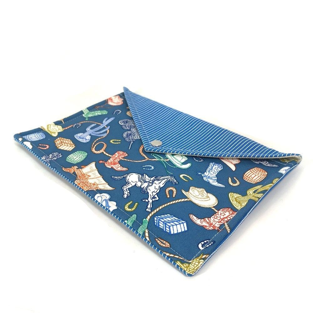 HERMES Pouch cotton blue flat Western Company GM