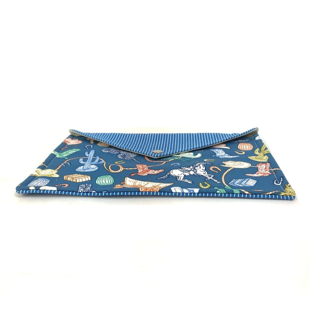 HERMES Pouch cotton blue flat Western Company GM