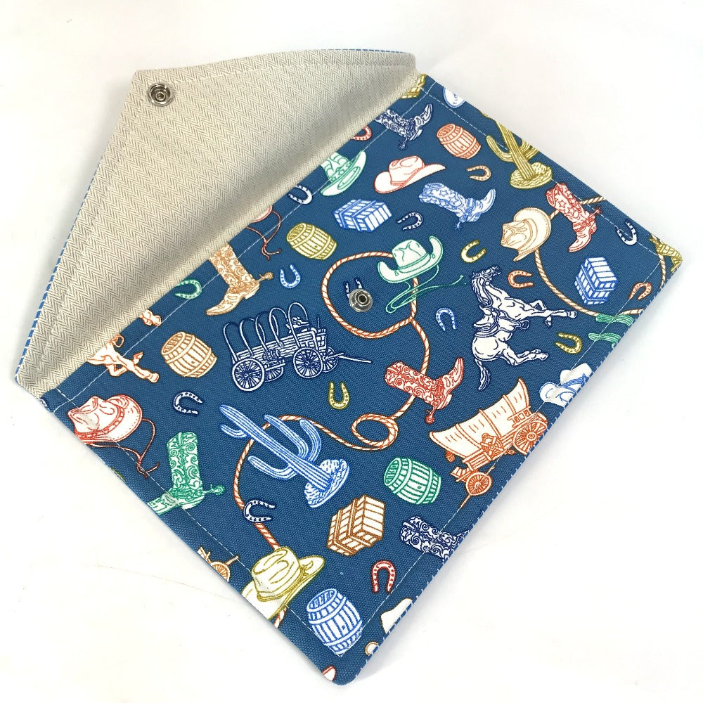 HERMES Pouch cotton blue flat Western Company GM