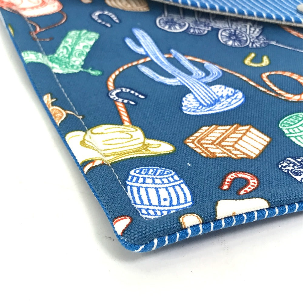 HERMES Pouch cotton blue flat Western Company GM
