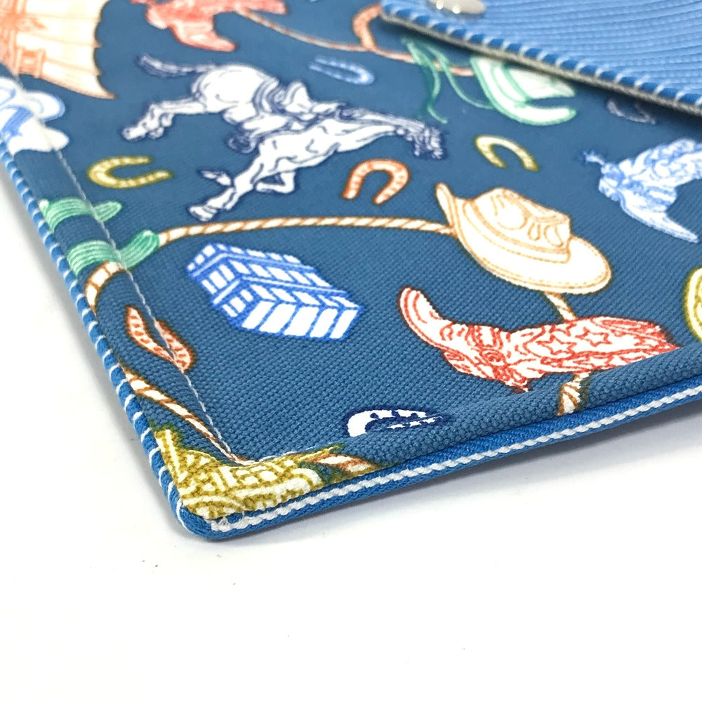 HERMES Pouch cotton blue flat Western Company GM