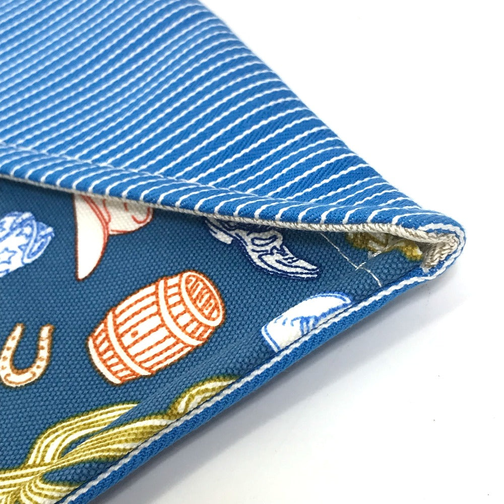 HERMES Pouch cotton blue flat Western Company GM