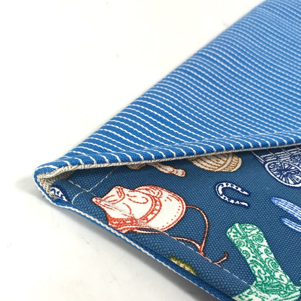 HERMES Pouch cotton blue flat Western Company GM