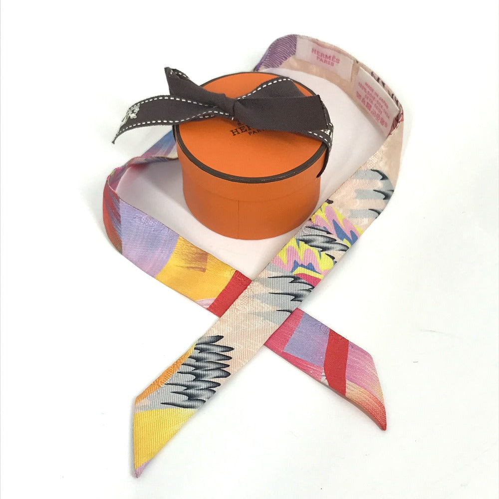 HERMES scarf silk multicolor ALLOVER MARBLE SILK Twilly Doll Women Used