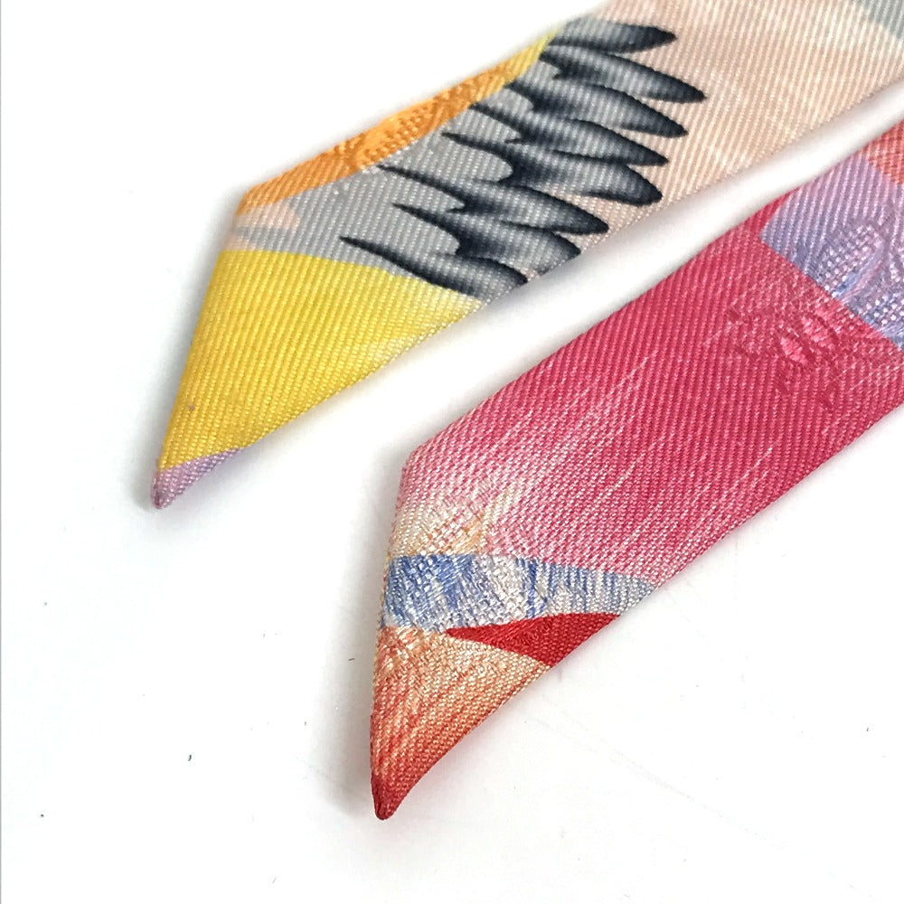 HERMES scarf silk multicolor ALLOVER MARBLE SILK Twilly Doll Women Used