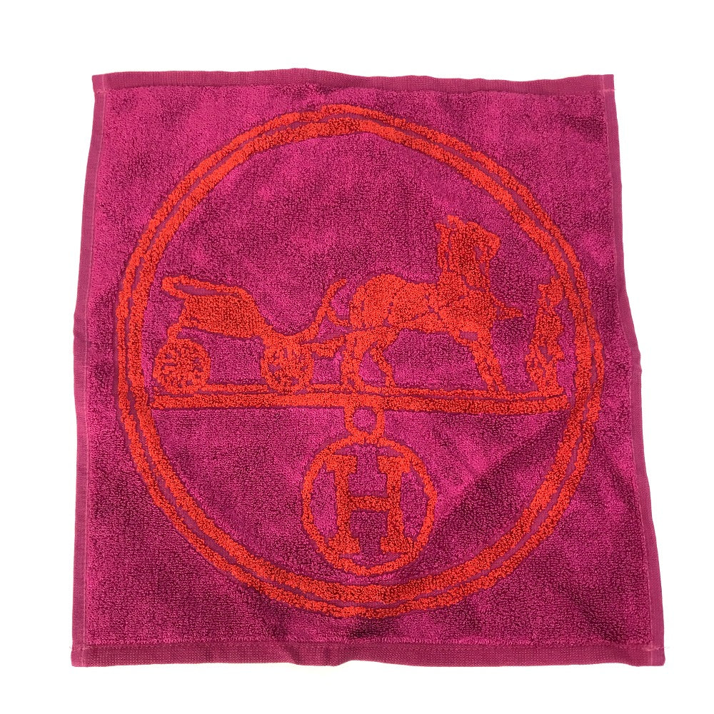HERMES towel 101761M-02 Cotton, Silk Purple x red H logo logo Horse-drawn carriage