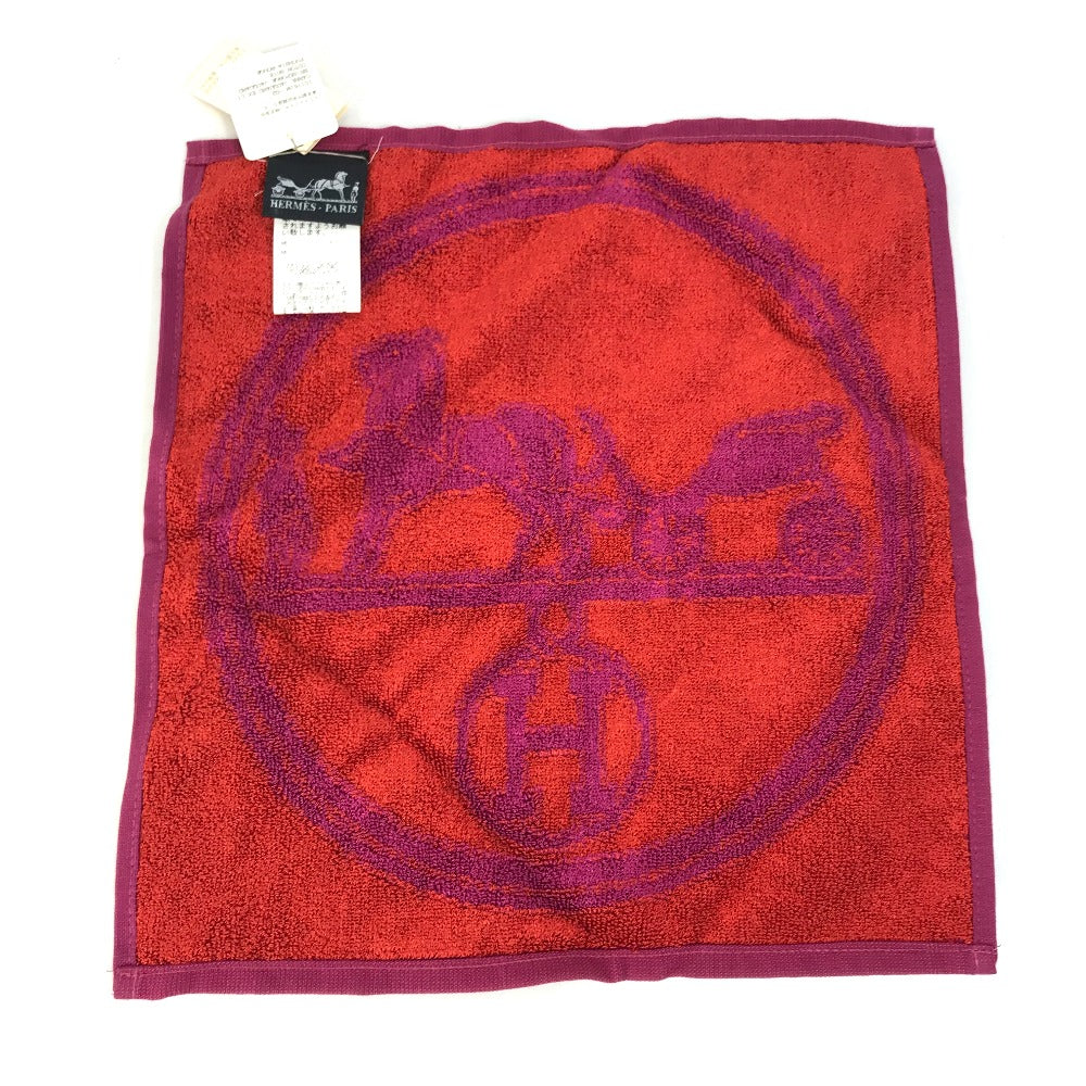 HERMES towel 101761M-02 Cotton, Silk Purple x red H logo logo Horse-drawn carriage