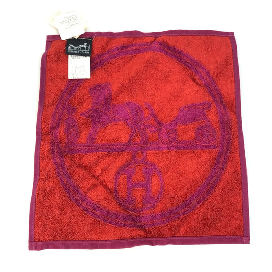 HERMES towel 101761M-02 Cotton, Silk Purple x red H logo logo Horse-drawn carriage