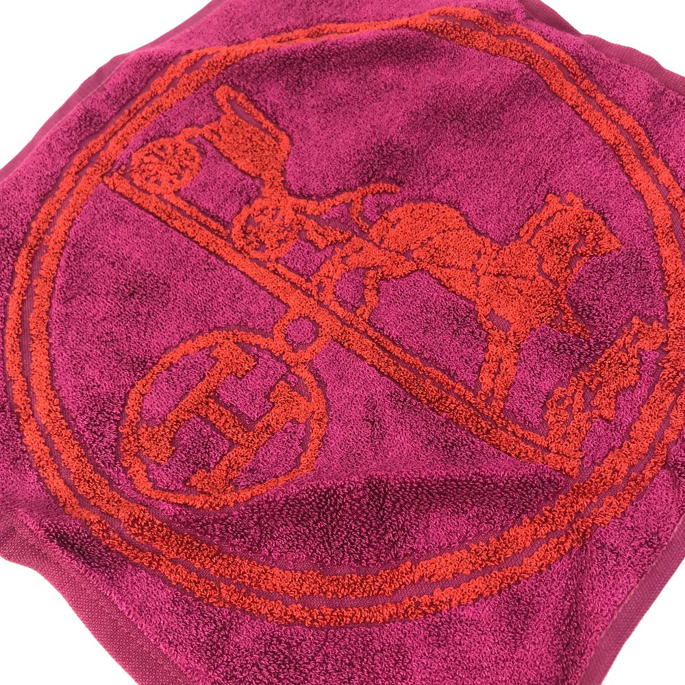 HERMES towel 101761M-02 Cotton, Silk Purple x red H logo logo Horse-drawn carriage