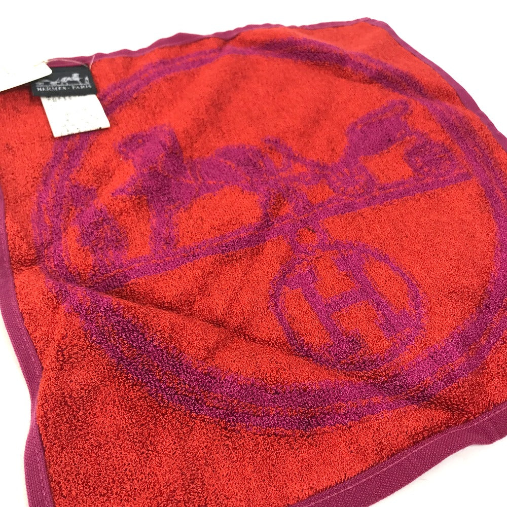 HERMES towel 101761M-02 Cotton, Silk Purple x red H logo logo Horse-drawn carriage
