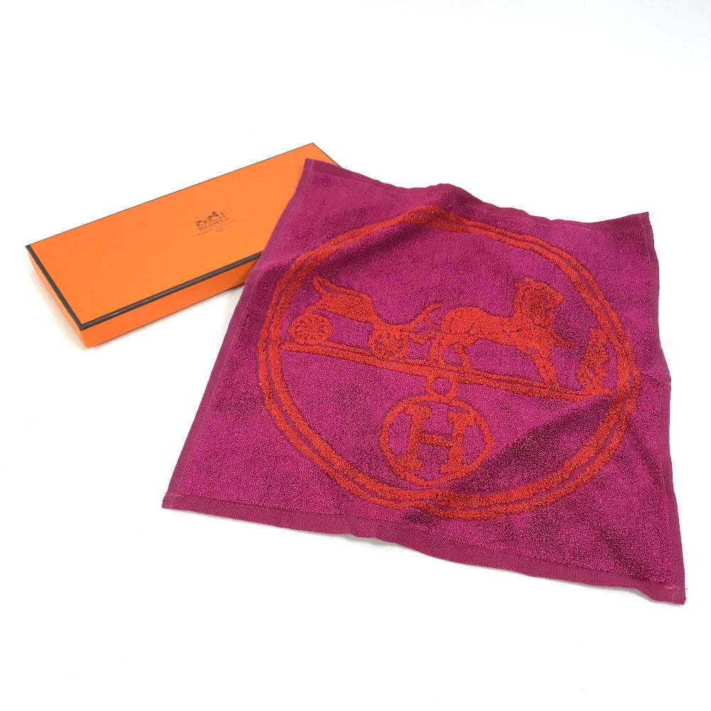 HERMES towel 101761M-02 Cotton, Silk Purple x red H logo logo Horse-drawn carriage