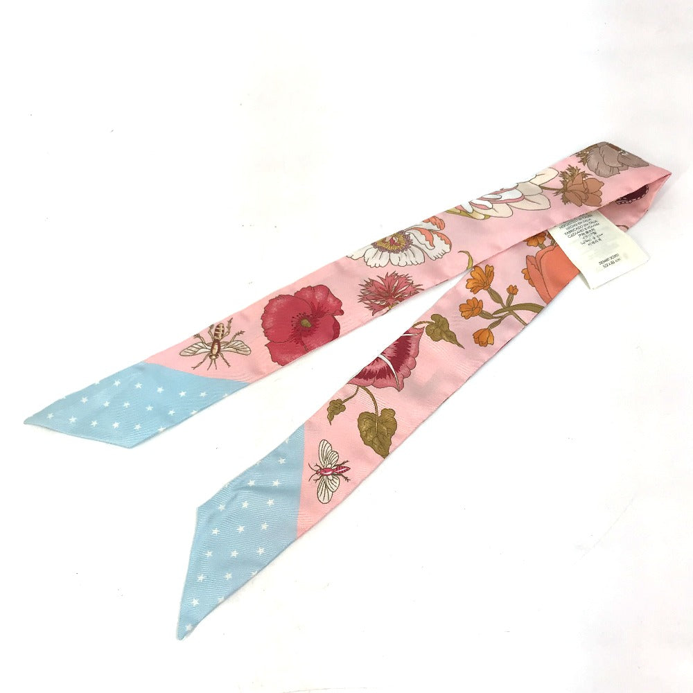 GUCCI scarf 583480 silk pink Flora floral pattern flower Neck bow Women Used