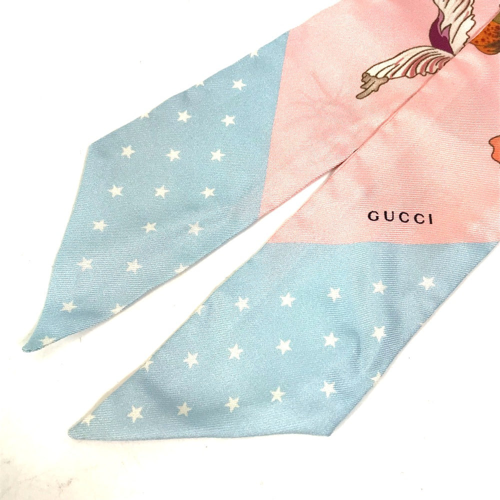 GUCCI scarf 583480 silk pink Flora floral pattern flower Neck bow Women Used