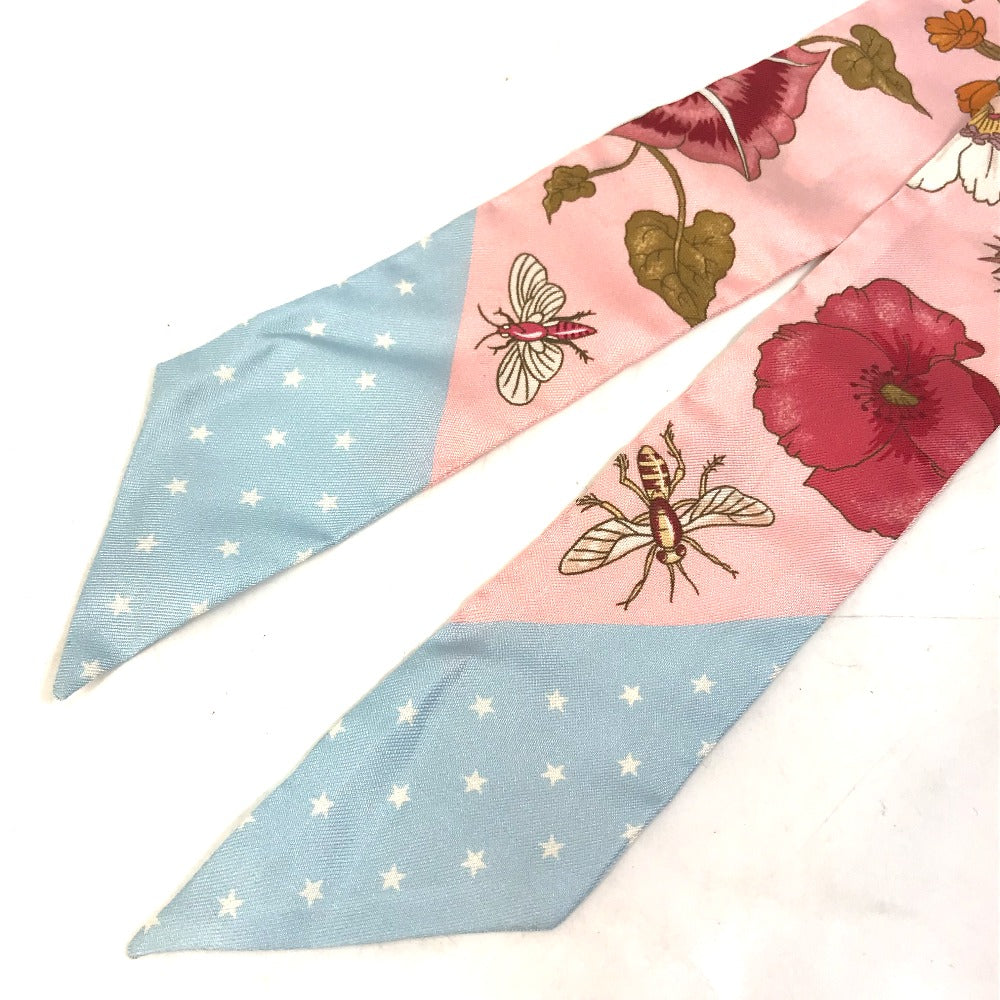GUCCI scarf 583480 silk pink Flora floral pattern flower Neck bow Women Used