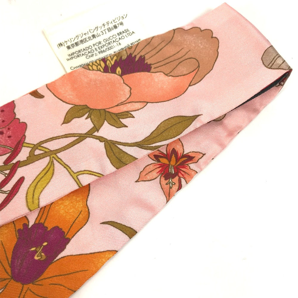 GUCCI scarf 583480 silk pink Flora floral pattern flower Neck bow Women Used