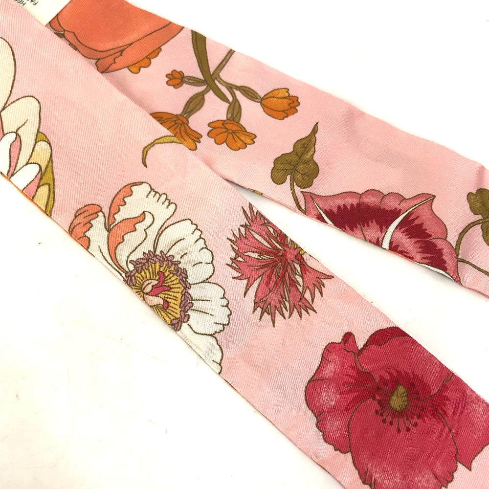 GUCCI scarf 583480 silk pink Flora floral pattern flower Neck bow Women Used