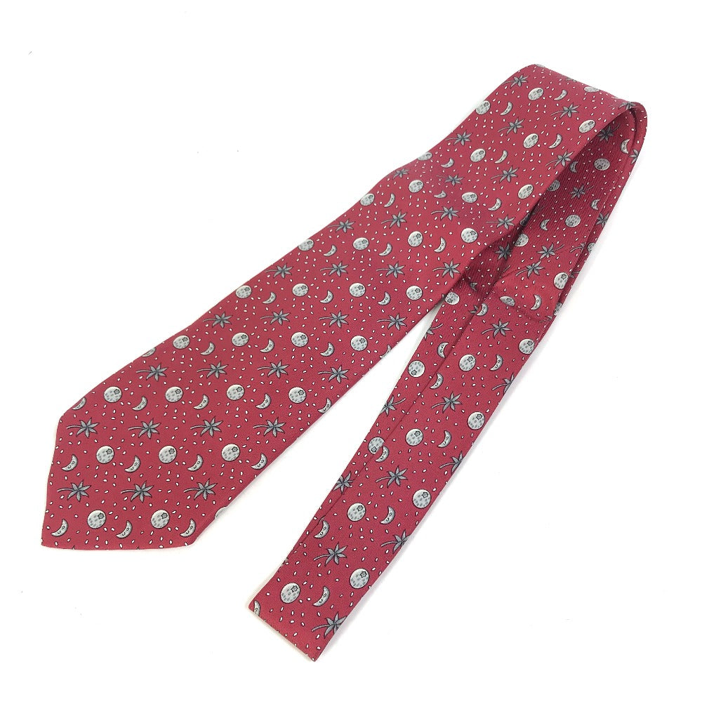 HERMES tie silk Bordeauxtype Moon Overall handle