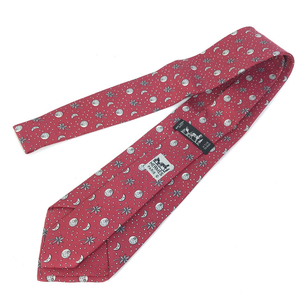 HERMES tie silk Bordeauxtype Moon Overall handle