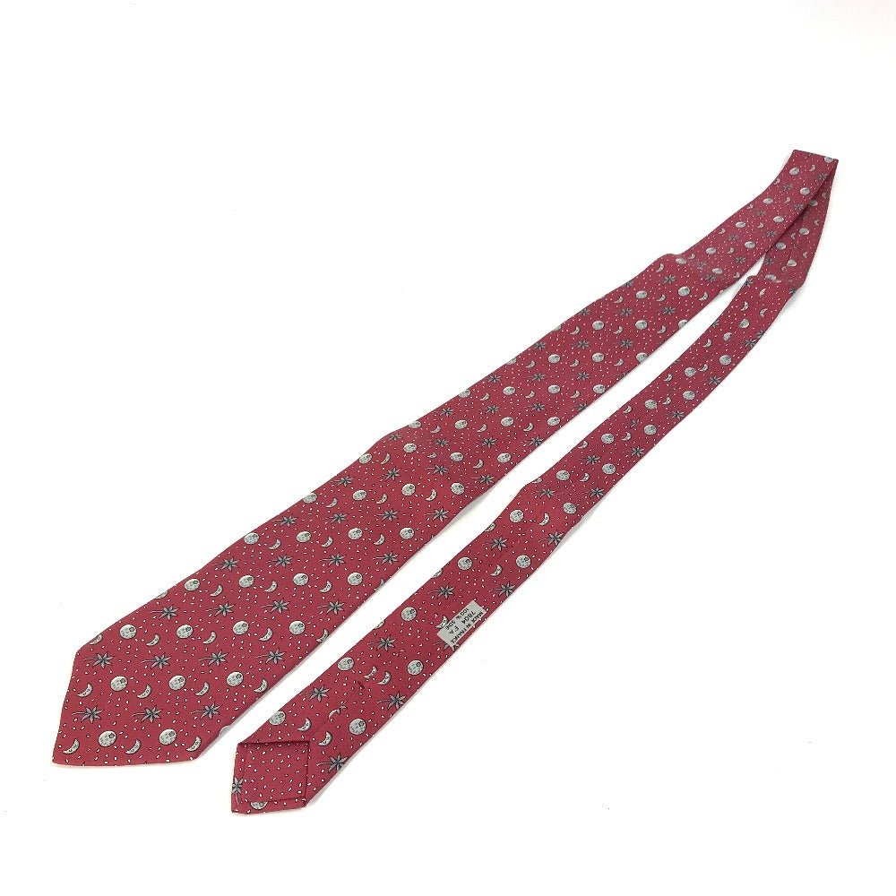 HERMES tie silk Bordeauxtype Moon Overall handle