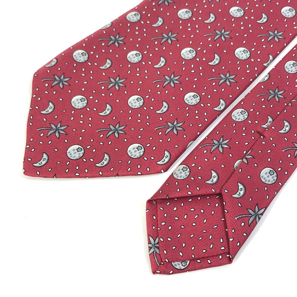 HERMES tie silk Bordeauxtype Moon Overall handle