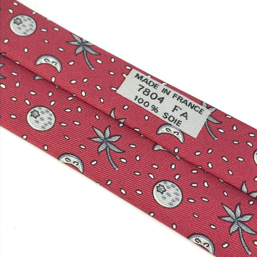 HERMES tie silk Bordeauxtype Moon Overall handle
