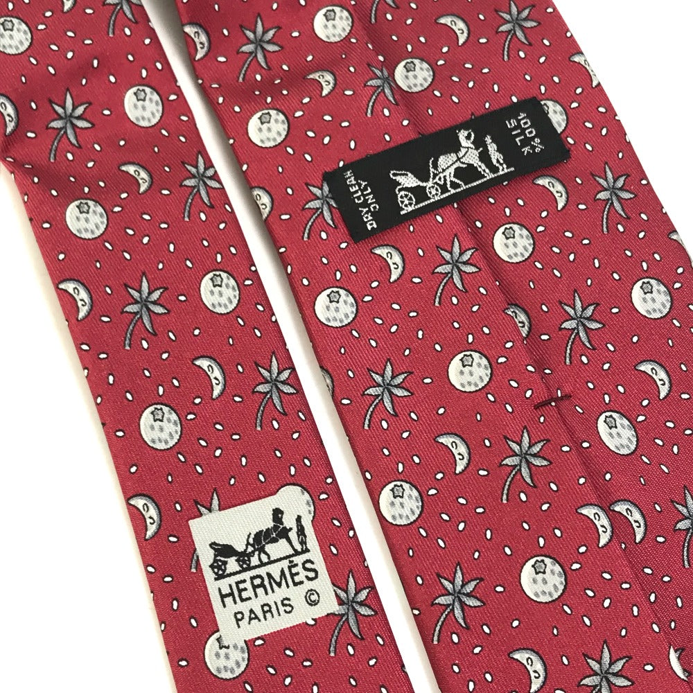 HERMES tie silk Bordeauxtype Moon Overall handle