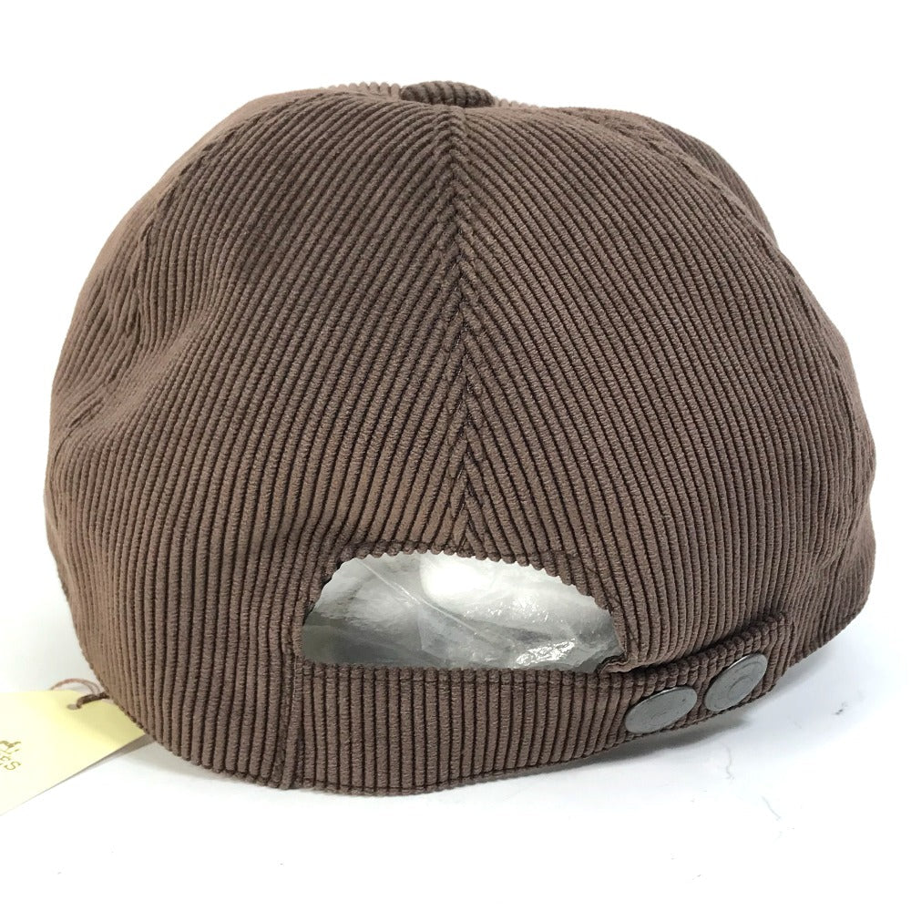 HERMES cap 072022N polyester Brown H logo Corduroy Women 57 Used