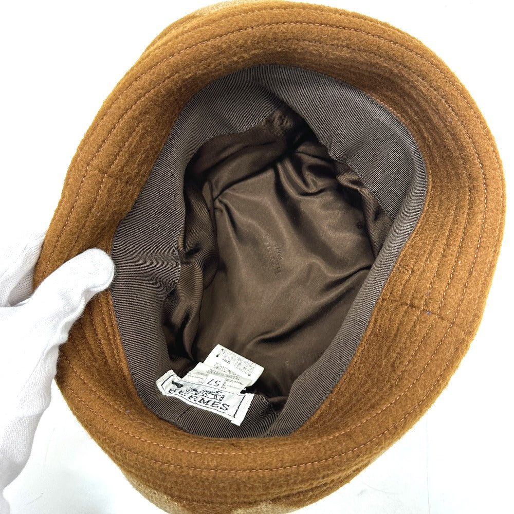 HERMES hat , Camel Brown H logo camel hat Women 57 Used