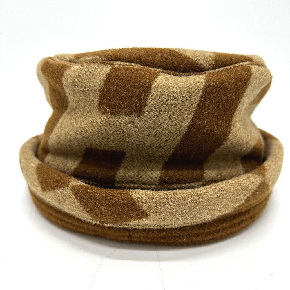 HERMES hat , Camel Brown H logo camel hat Women 57 Used