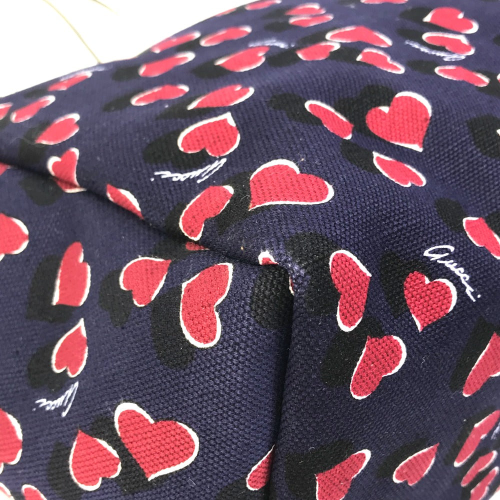 GUCCI Tote Bag 282439  Canvas / leather Navy heart Women Used