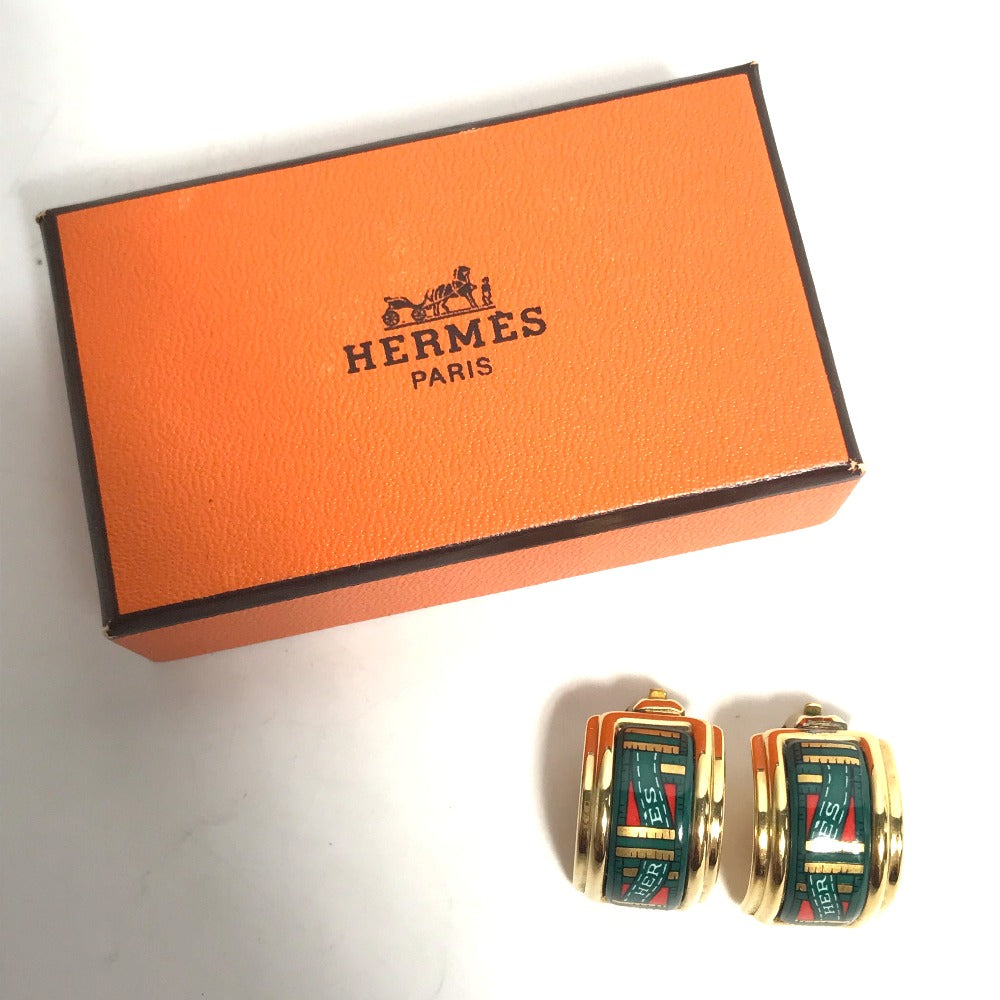 HERMES Earring Gold Plated green Accessories Emile Women Used