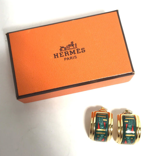 HERMES Earring Gold Plated green Accessories Emile Women Used