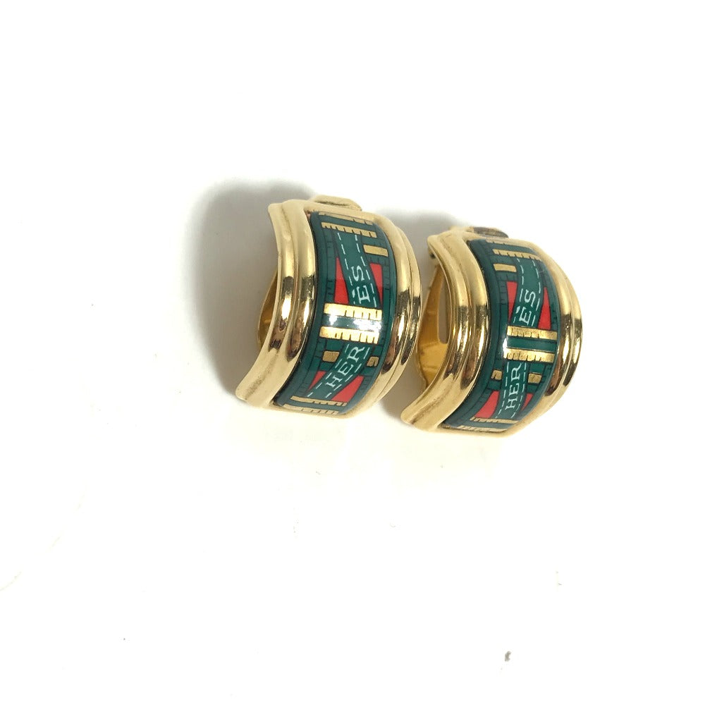 HERMES Earring Gold Plated green Accessories Emile Women Used