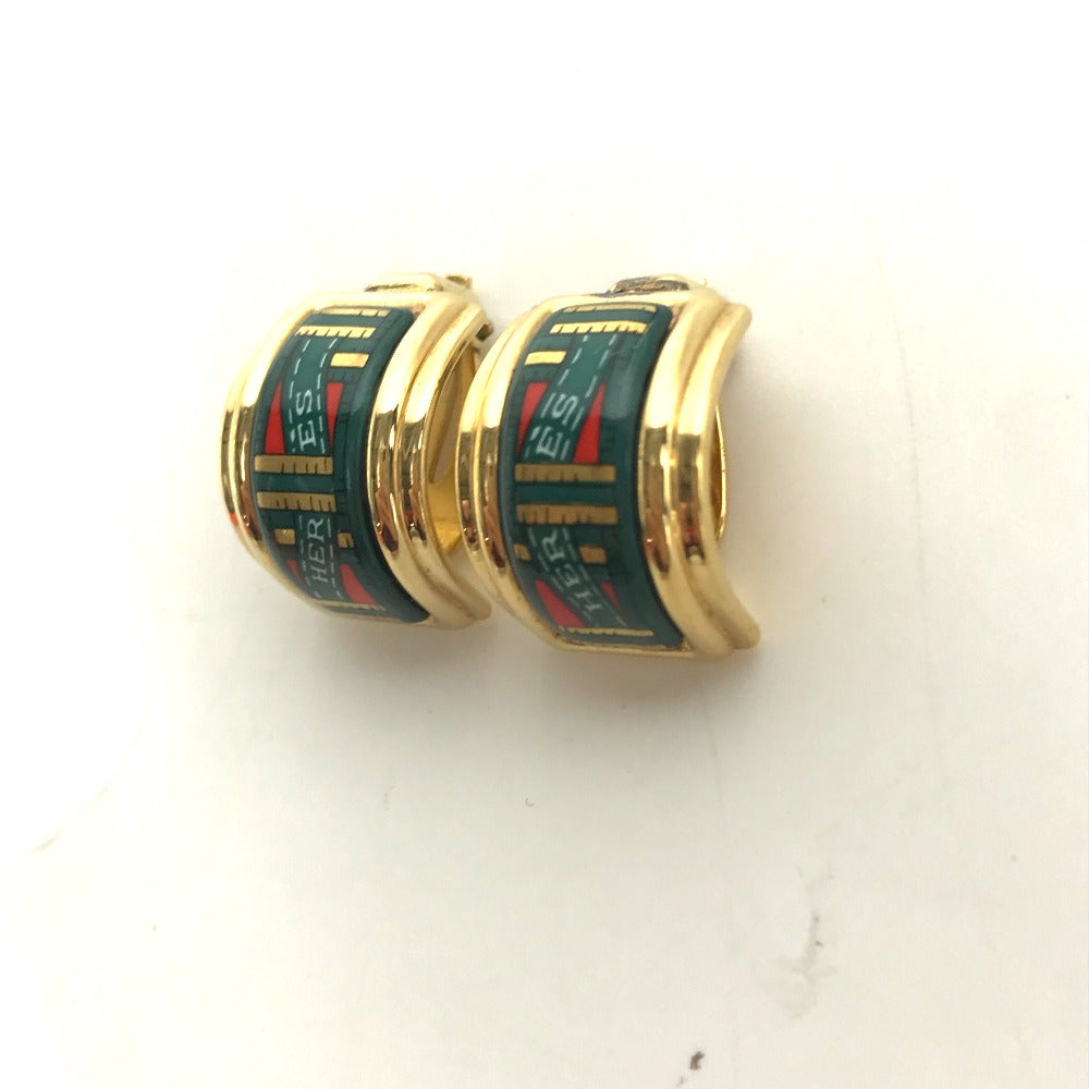 HERMES Earring Gold Plated green Accessories Emile Women Used