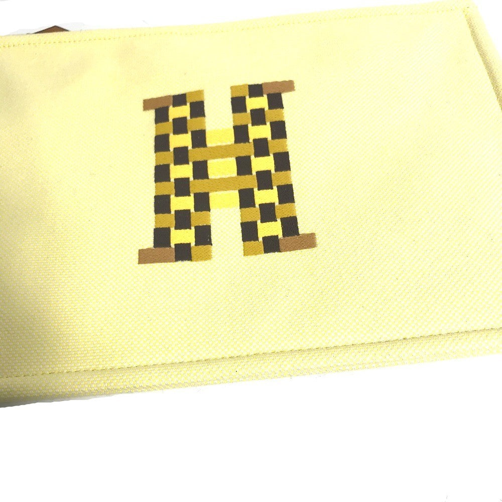 HERMES Pouch Tower ash yellow Makeup pouch Cosmetics Pouch H tissage Women(Unisex) Used